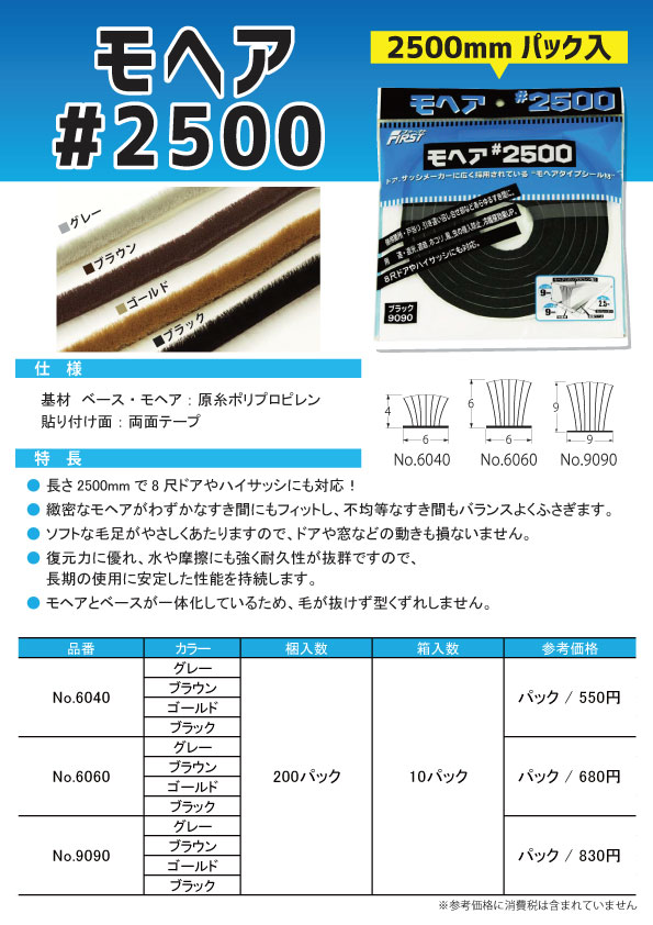 槌屋 業務用 すき間モヘアシール グレー 幅6X高さ4mmX長さ100m PU6040-3PMA - 1